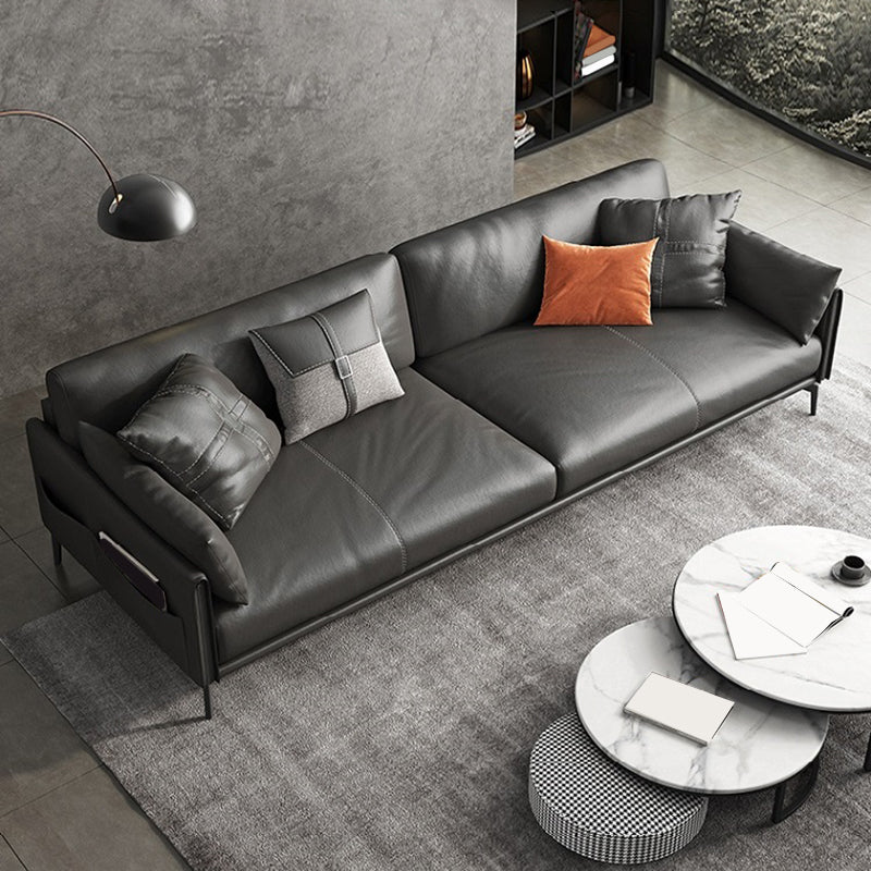 Faux /Genuine Leather Stain Resistant Contemporary Sofa Couch in Black