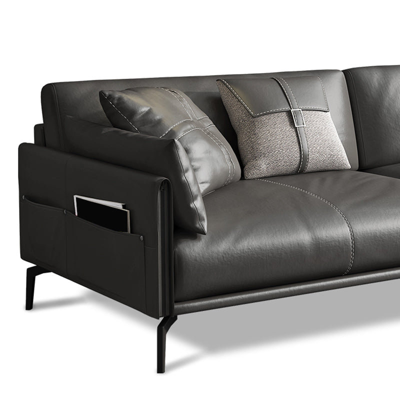 Faux /Genuine Leather Stain Resistant Contemporary Sofa Couch in Black
