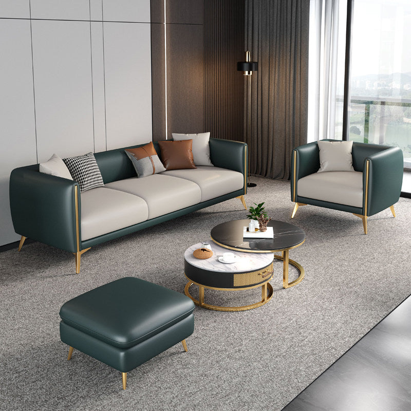 Faux Leather Sofa 80.31" W x 29.52" D x 25.98" H Tuxedo Arm Sofa for Living Room