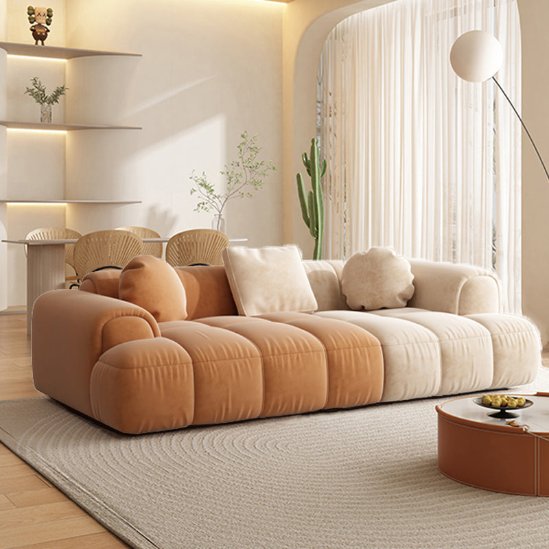 Sofá de brazo empotrado de almohada cosida contemporánea en naranja/blanco