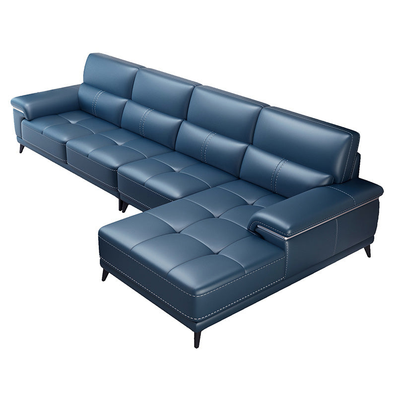 135.83 "W x 66.93" D x 36.22 "H Sofá de cuero genuino y almohada cosida de chaise
