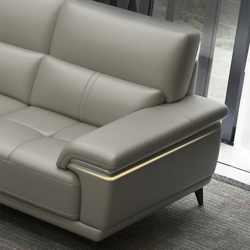 135.83 "W x 66.93" D x 36.22 "H Sofá de cuero genuino y almohada cosida de chaise