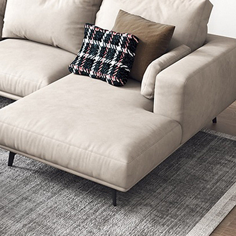 Sofá de cuero de imitación blanca y cojines sueltos de chaise Sofá - 25.59 "H