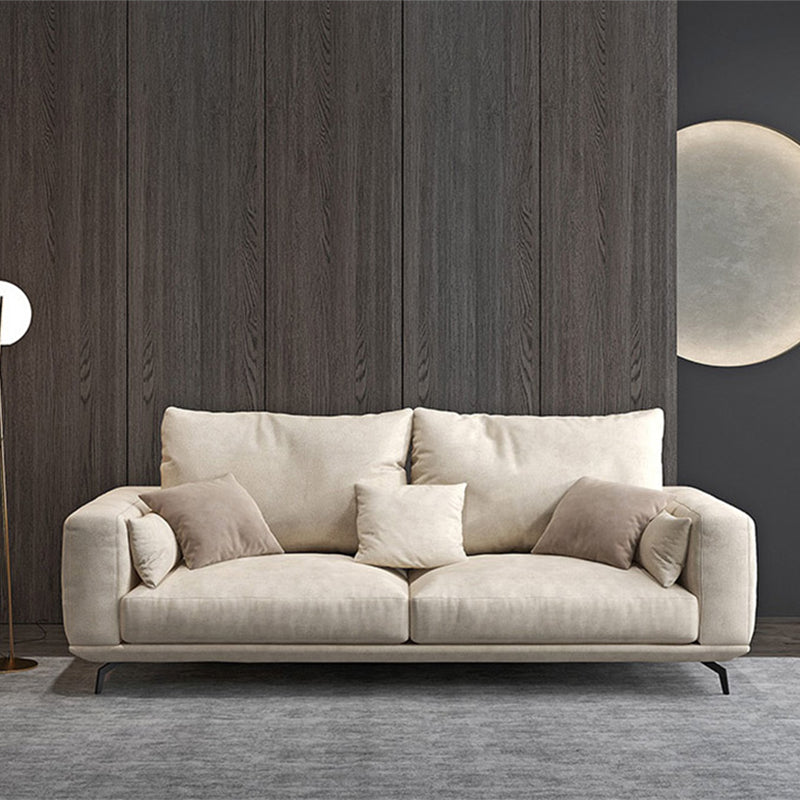 White Faux Leather Sofa & Chaise Loose Back Cushions Sofa - 25.59" H