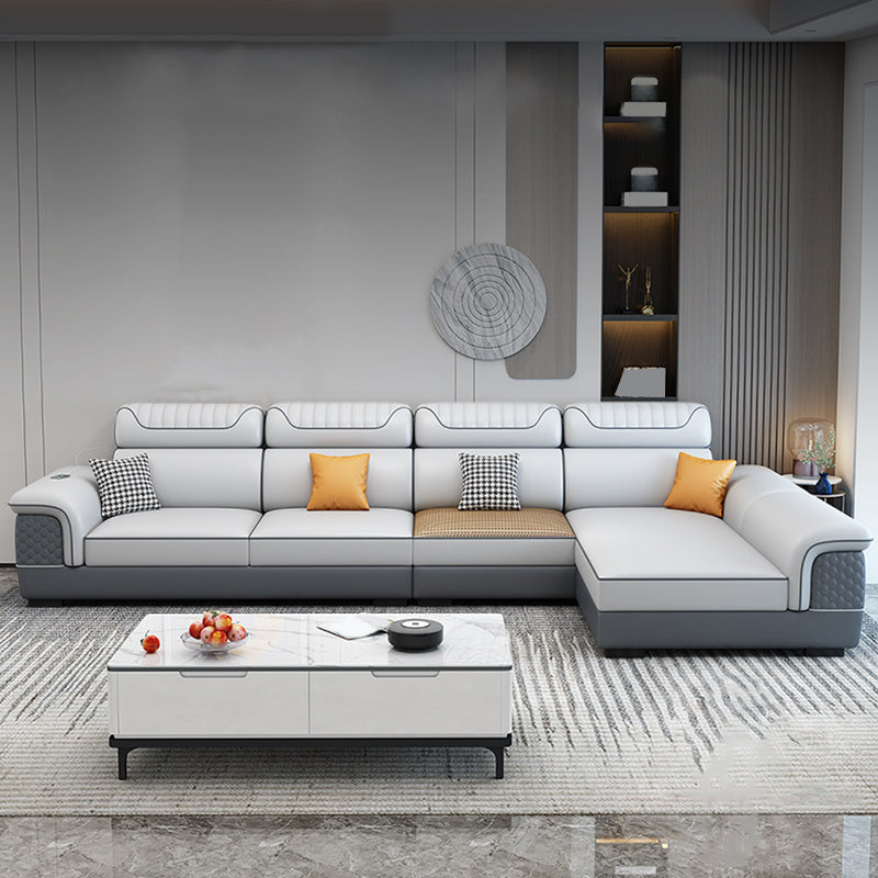 Contemporary Faux Leather Loose Back Sofa with Pillow Top Arm