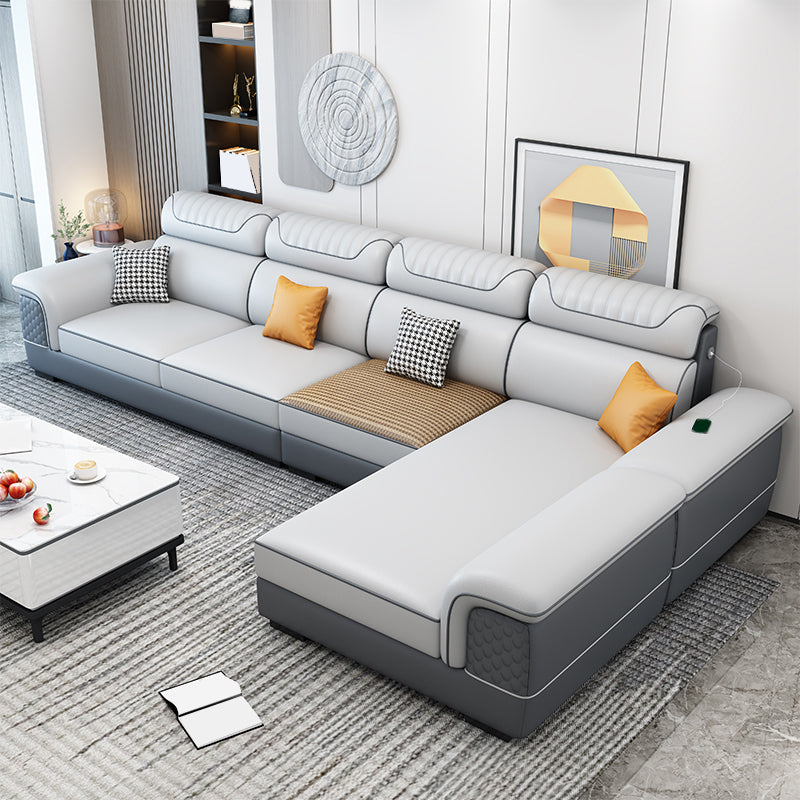 Contemporary Faux Leather Loose Back Sofa with Pillow Top Arm