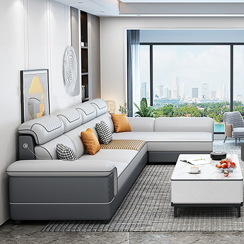 Sofá de cuero sintético contemporáneo con brazo superior de almohada