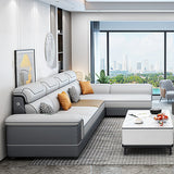 Contemporary Faux Leather Loose Back Sofa with Pillow Top Arm