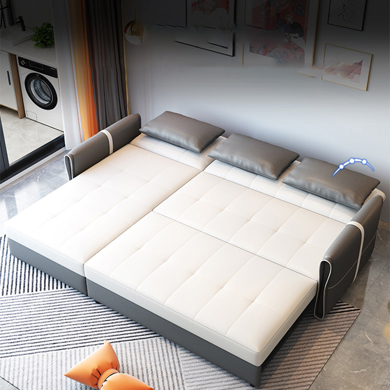 ミッドセンチュリーモダンタイトバックソファフェイクレザースクエアアームソファ