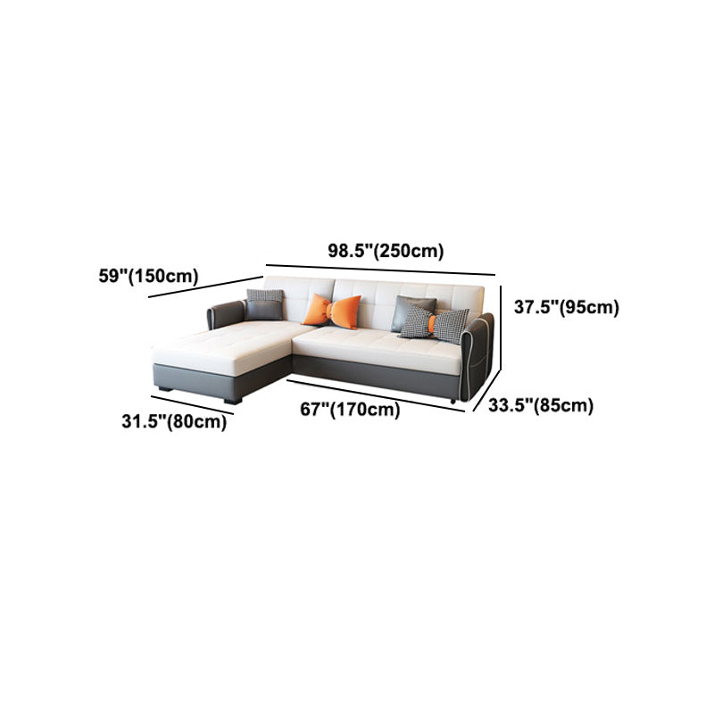 Sofá de brazo cuadrado de cuero moderno y moderno de mediados de siglo