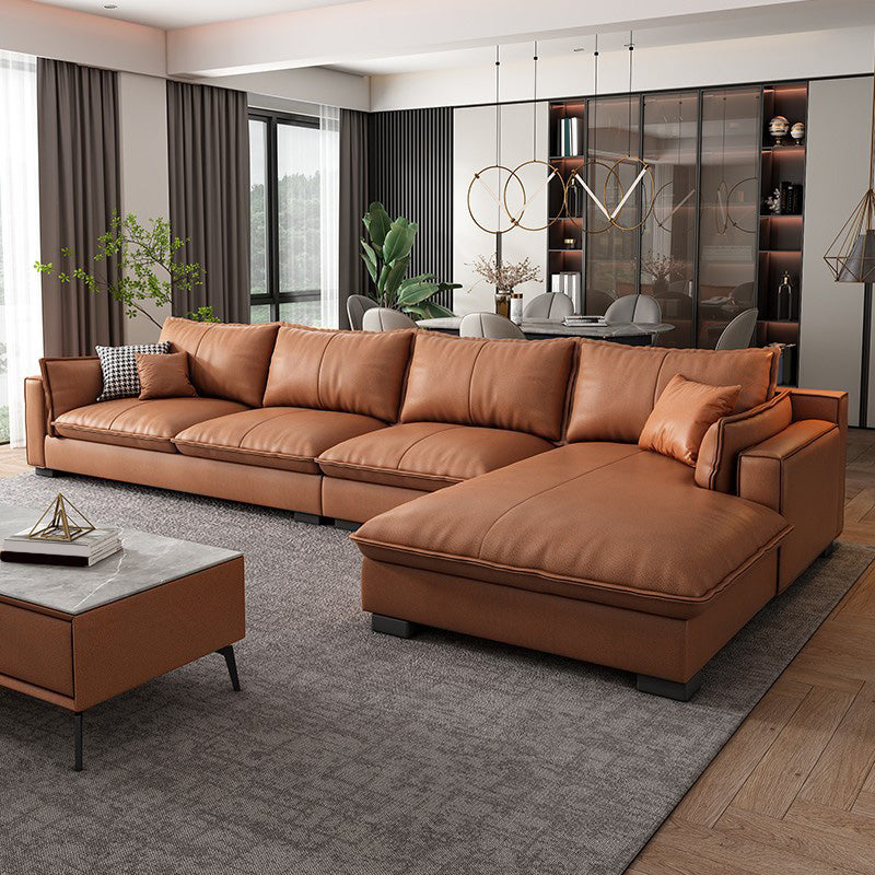 Sofá y chaise empotrado 129.92 "W 66.93" X D 31.5 H "x Sofá de espalda suelta, cuero falso