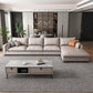 Recessed Arm Sofa & Chaise 129.92" W 66.93" x D 31.5 H" x Loose Back Sofa, Faux Leather