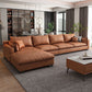 Recessed Arm Sofa & Chaise 129.92" W 66.93" x D 31.5 H" x Loose Back Sofa, Faux Leather
