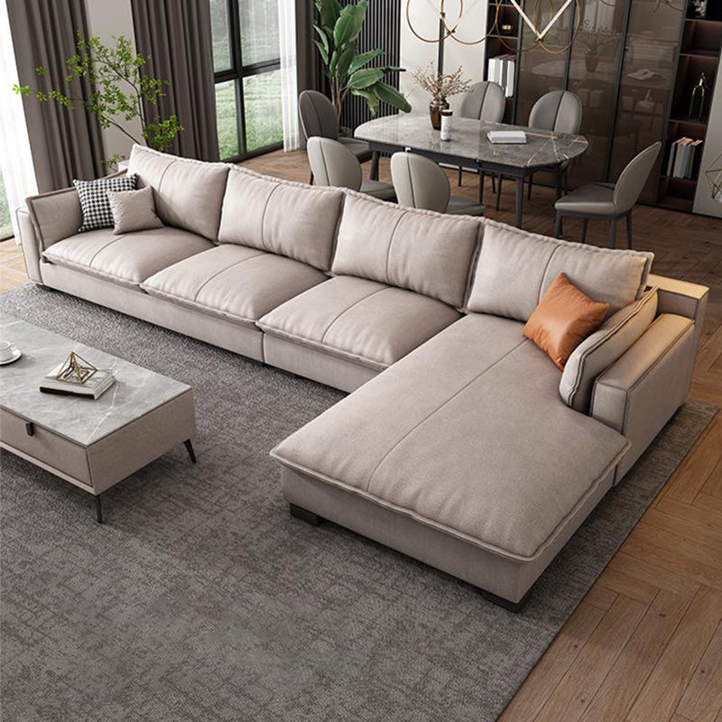 Recessed Arm Sofa & Chaise 129.92" W 66.93" x D 31.5 H" x Loose Back Sofa, Faux Leather