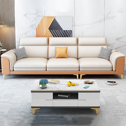 Zeitgenössisches Kunstleder -Sofa mit Kissen oberem Arm für Wohnzimmer