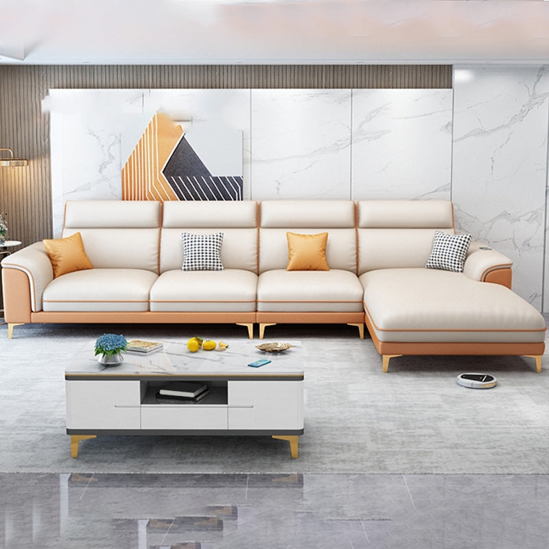 Contemporary Faux Leather Sofa with Pillow Top Arm for Living Room