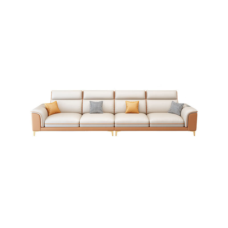 Contemporary Faux Leather Sofa with Pillow Top Arm for Living Room