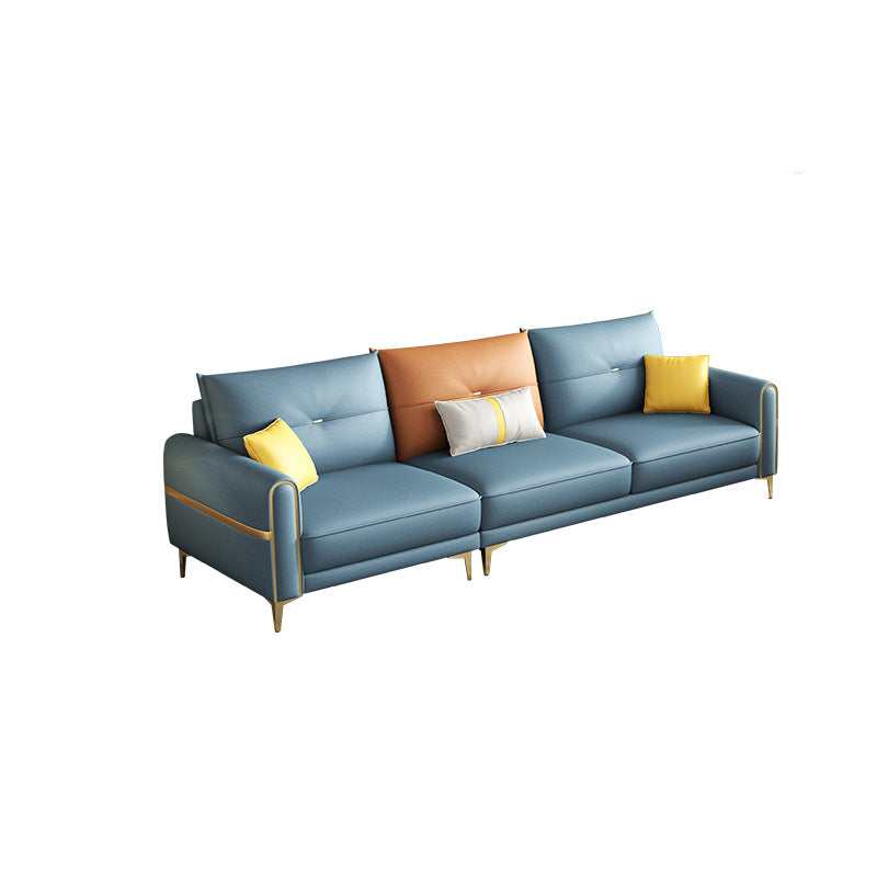 Modern Faux Leather Sofa with Bolster Pillows for Living Room Clearhalo 'furn' 'furn_sectionals' 'Furniture' 'Living Room Furniture' 'Sectionals' 5178863