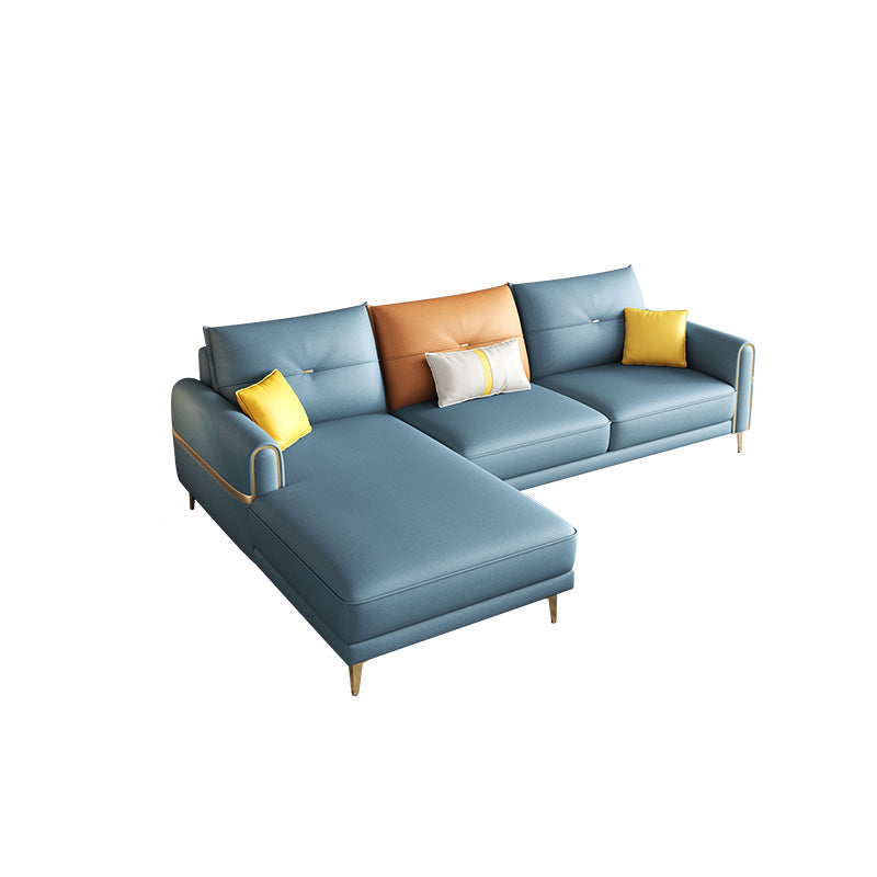 Modern Faux Leather Sofa with Bolster Pillows for Living Room Clearhalo 'furn' 'furn_sectionals' 'Furniture' 'Living Room Furniture' 'Sectionals' 5178864