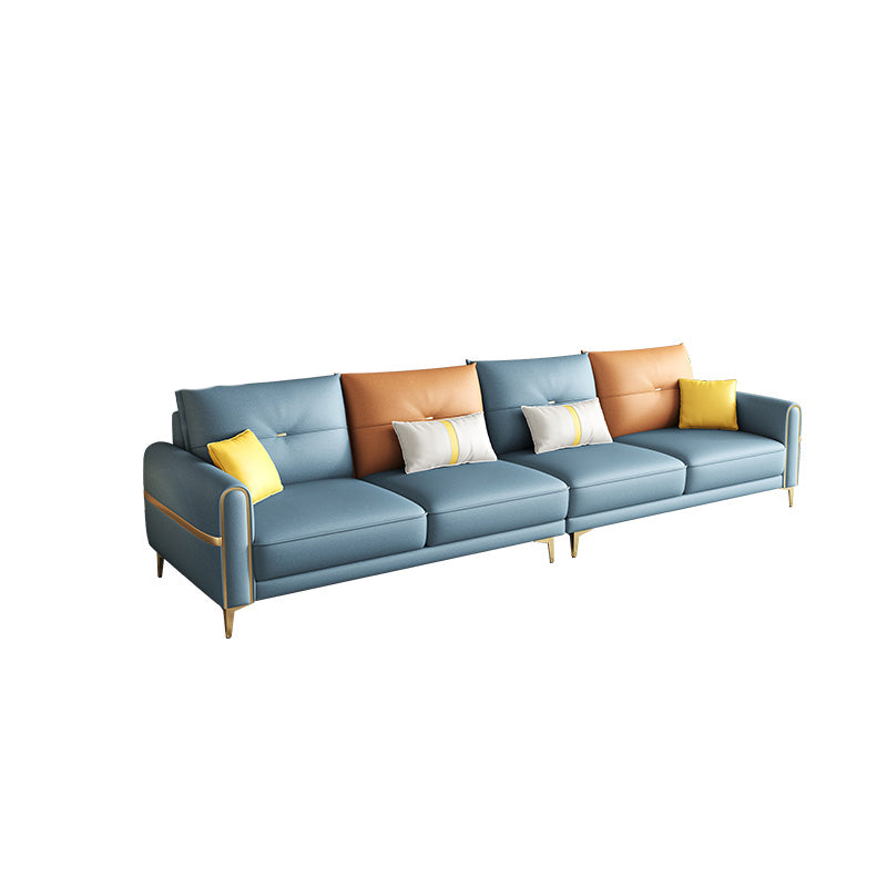 Modern Faux Leather Sofa with Bolster Pillows for Living Room Clearhalo 'furn' 'furn_sectionals' 'Furniture' 'Living Room Furniture' 'Sectionals' 5178865