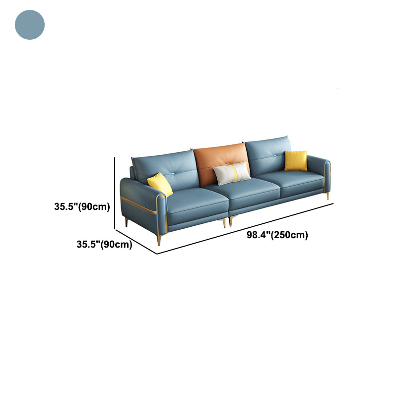 Modern Faux Leather Sofa with Bolster Pillows for Living Room Clearhalo 'furn' 'furn_sectionals' 'Furniture' 'Living Room Furniture' 'Sectionals' 5178866