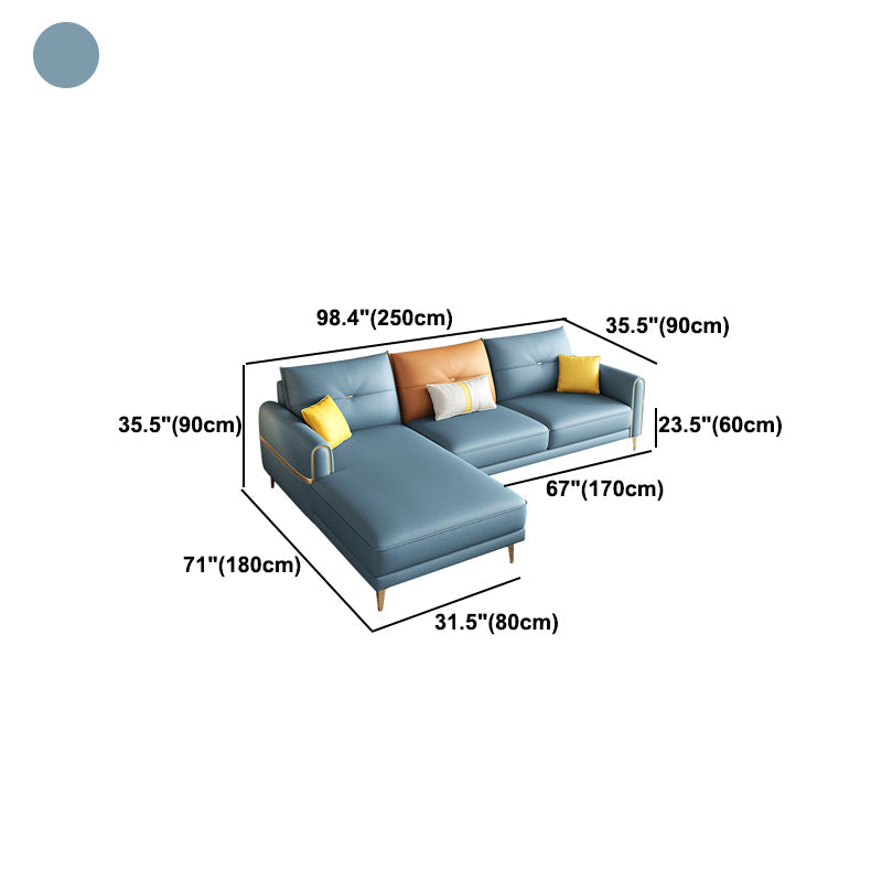 Modern Faux Leather Sofa with Bolster Pillows for Living Room Clearhalo 'furn' 'furn_sectionals' 'Furniture' 'Living Room Furniture' 'Sectionals' 5178867