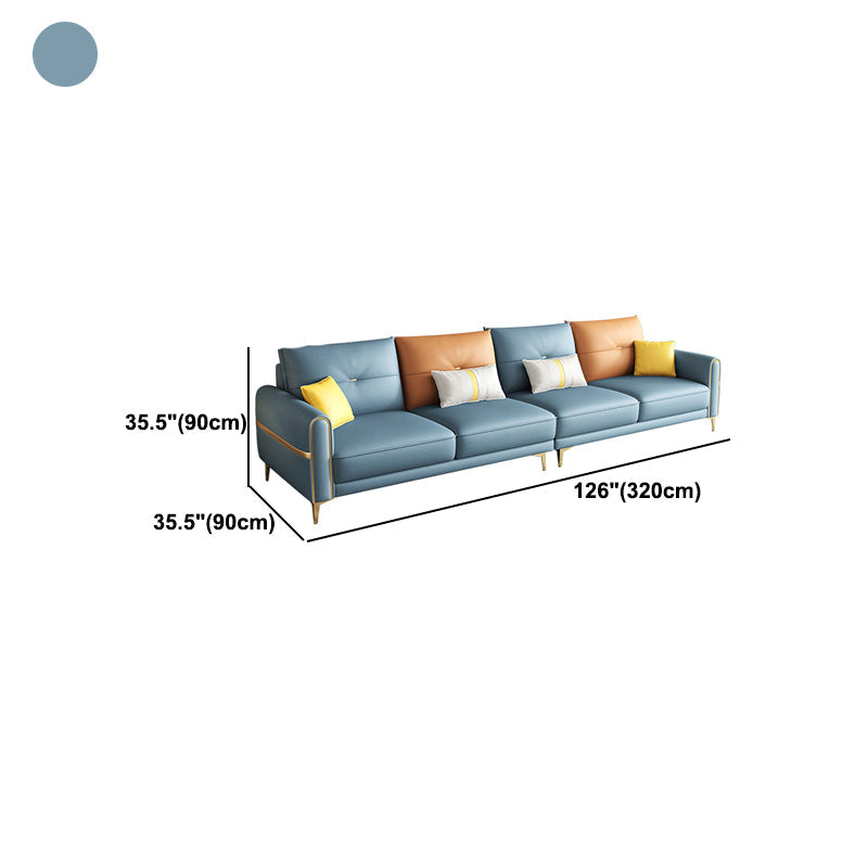 Modern Faux Leather Sofa with Bolster Pillows for Living Room Clearhalo 'furn' 'furn_sectionals' 'Furniture' 'Living Room Furniture' 'Sectionals' 5178868