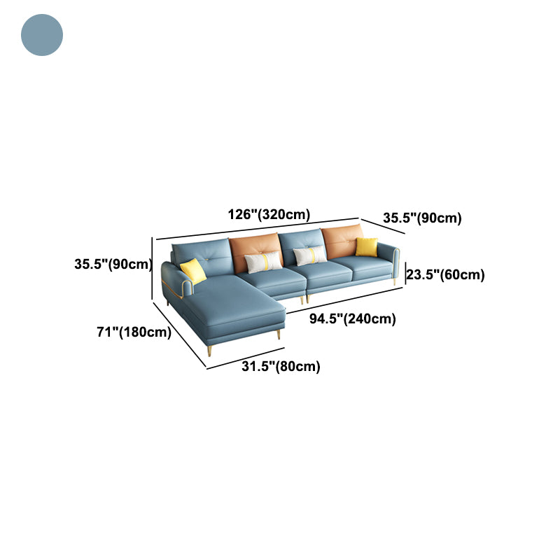 Modern Faux Leather Sofa with Bolster Pillows for Living Room Clearhalo 'furn' 'furn_sectionals' 'Furniture' 'Living Room Furniture' 'Sectionals' 5178869