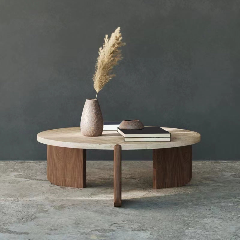 Einzel-Couchtisch mit 3 Beinen, moderner Cocktailtisch aus Holz in Beige/Braun