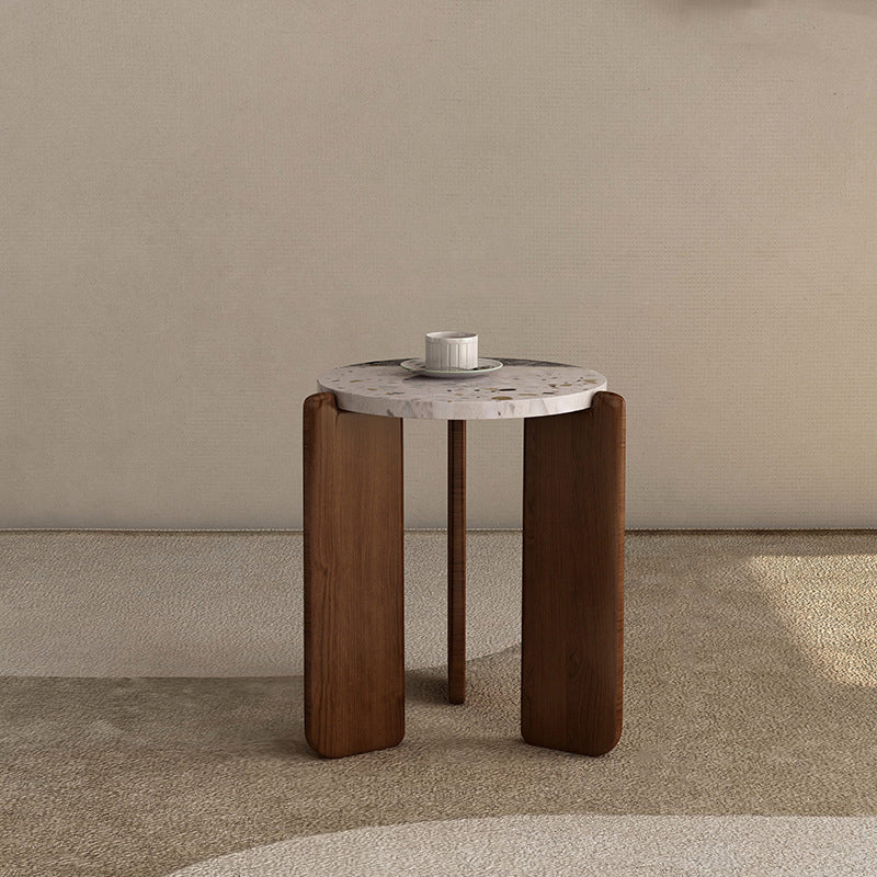 Einzel-Couchtisch mit 3 Beinen, moderner Cocktailtisch aus Holz in Beige/Braun
