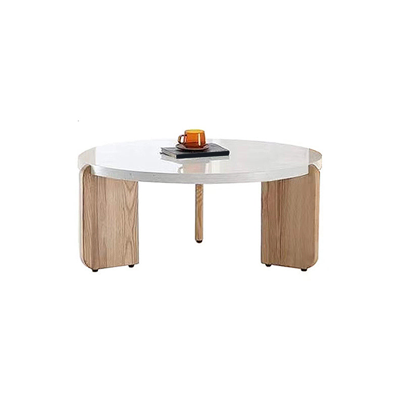 Einzel-Couchtisch mit 3 Beinen, moderner Cocktailtisch aus Holz in Beige/Braun