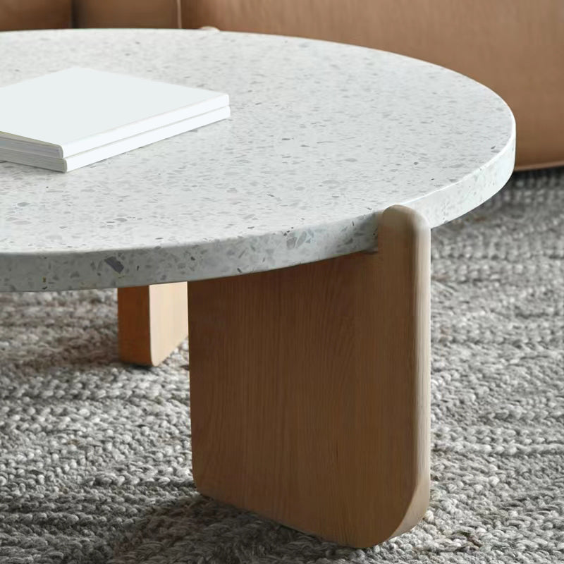 Einzel-Couchtisch mit 3 Beinen, moderner Cocktailtisch aus Holz in Beige/Braun