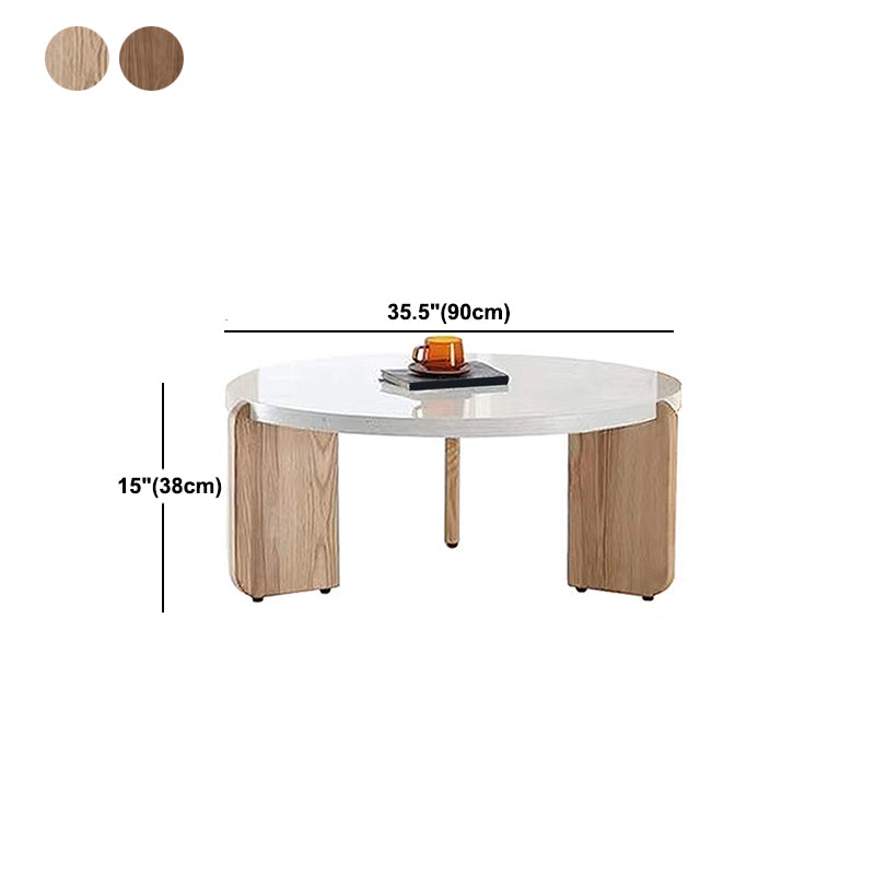 Einzel-Couchtisch mit 3 Beinen, moderner Cocktailtisch aus Holz in Beige/Braun