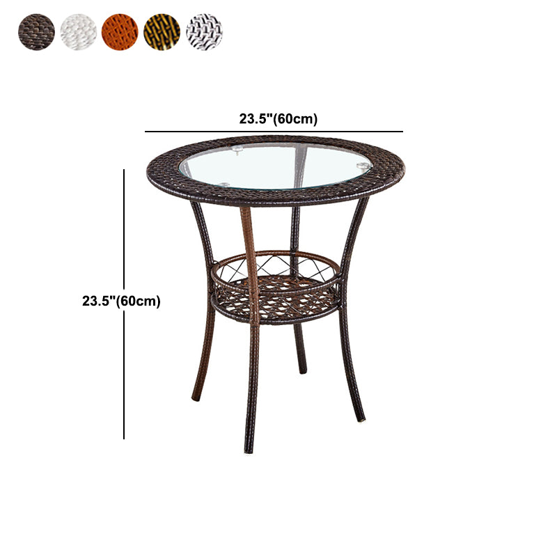 4 Legs Single Coffee Table Glass Modern with Shelf Cocktail Table