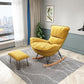 Lounge Chair 36.22" L x 37.40" W x 34.64" H Armless Accent Chair with Ottoman Light Yellow Clearhalo 'Accent Chairs' 'accent_chairs' 'Chairs & Seating' 'furn' 'furn_accent_chairs' 'Furniture' 'Living Room Furniture' 5178922