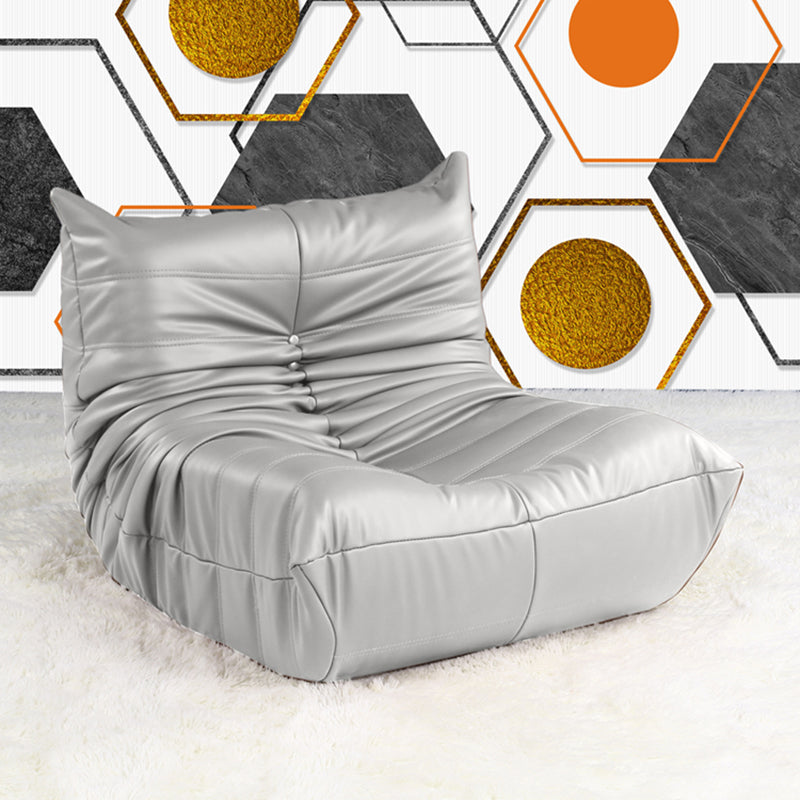 Armless Parsons Chair with Biscuit Back, 40.16" W √ó 33.46" L √ó 28.35" H Off-White Faux Leather Clearhalo 'Accent Chairs' 'accent_chairs' 'Chairs & Seating' 'furn' 'furn_accent_chairs' 'Furniture' 'Living Room Furniture' 5178958