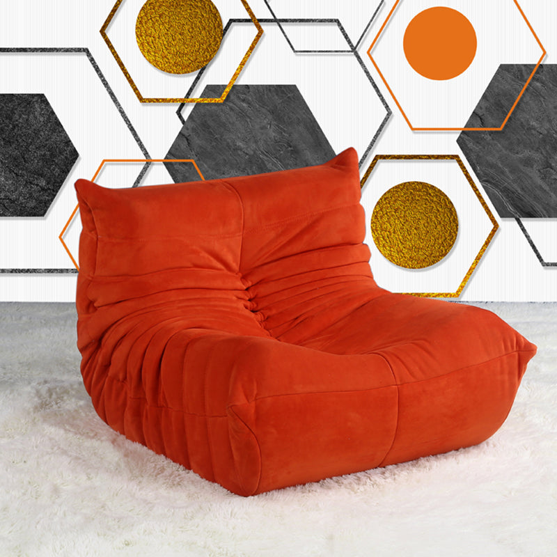 Armless Parsons Chair with Biscuit Back, 40.16" W √ó 33.46" L √ó 28.35" H Orange Suede Clearhalo 'Accent Chairs' 'accent_chairs' 'Chairs & Seating' 'furn' 'furn_accent_chairs' 'Furniture' 'Living Room Furniture' 5178968