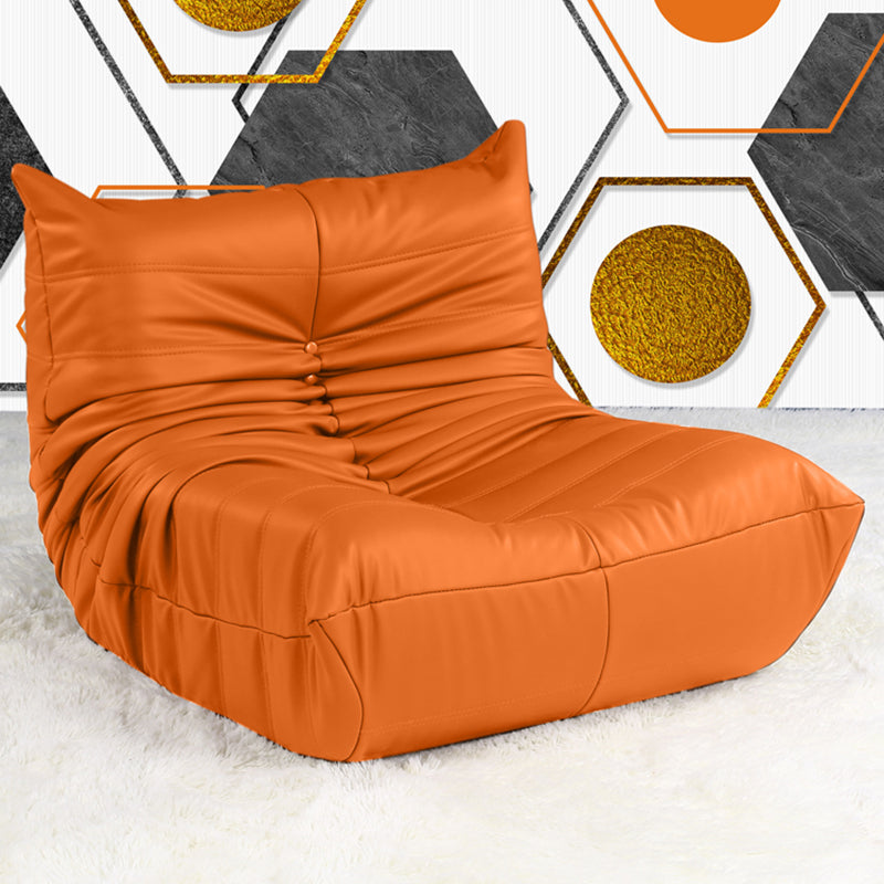 Armless Parsons Chair with Biscuit Back, 40.16" W √ó 33.46" L √ó 28.35" H Orange Faux Leather Clearhalo 'Accent Chairs' 'accent_chairs' 'Chairs & Seating' 'furn' 'furn_accent_chairs' 'Furniture' 'Living Room Furniture' 5178969