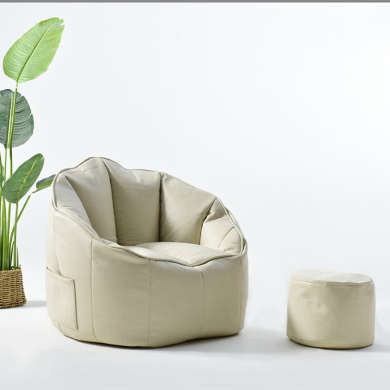 29.5 Wide Armchair Velvet Modern Accent Armchair with Ottoman Off-White Clearhalo 'Accent Chairs' 'accent_chairs' 'Chairs & Seating' 'furn' 'furn_accent_chairs' 'Furniture' 'Living Room Furniture' 5179032