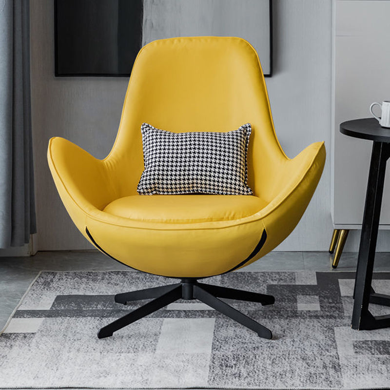 Faux Leather Chair31.8" L x30.3"W x33.4"H Swivel Chair for Living Room Lemon Yellow Clearhalo 'Accent Chairs' 'accent_chairs' 'Chairs & Seating' 'furn' 'furn_accent_chairs' 'Furniture' 'Living Room Furniture' 5179052
