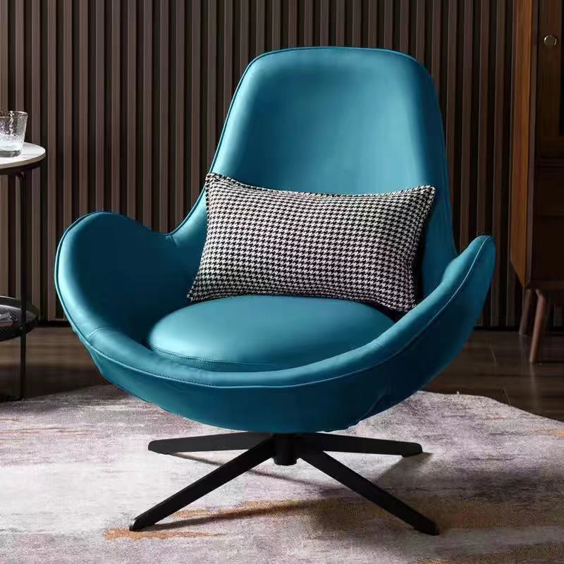 Faux Leather Chair31.8" L x30.3"W x33.4"H Swivel Chair for Living Room Dark Blue Clearhalo 'Accent Chairs' 'accent_chairs' 'Chairs & Seating' 'furn' 'furn_accent_chairs' 'Furniture' 'Living Room Furniture' 5179056