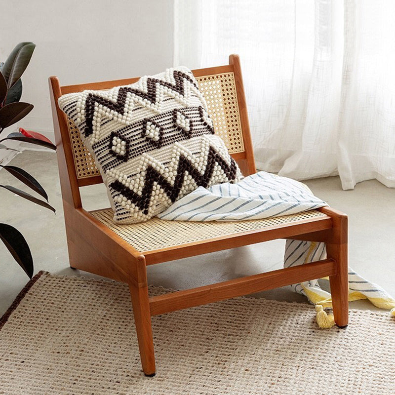 Living Room Wood Solid Wood Frame Basic Four Leg Woven Back Lounge Chair Solid Wood Walnut Armless Clearhalo 'Accent Chairs' 'accent_chairs' 'Chairs & Seating' 'furn' 'furn_accent_chairs' 'Furniture' 'Living Room Furniture' 5179090