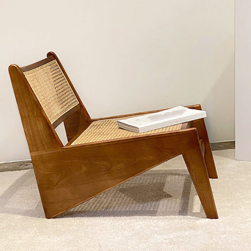 Living Room Wood Solid Wood Frame Basic Four Leg Woven Back Lounge Chair Wood Walnut Armless Clearhalo 'Accent Chairs' 'accent_chairs' 'Chairs & Seating' 'furn' 'furn_accent_chairs' 'Furniture' 'Living Room Furniture' 5179104