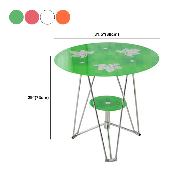 28.7"H Modern Metal Frame Base Round Glass Top Coffee Table with Shelf Clearhalo 'Coffee & Accent Tables' 'Coffee Tables' 'coffee_tables' 'furn' 'furn_coffee_tables' 'Furniture' 'Living Room Furniture' 5179139