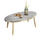Modern Style Cocktail Table Rock Plate Top Metal Base Round Coffee Table