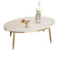 Modern Style Cocktail Table Rock Plate Top Metal Base Round Coffee Table