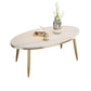 Modern Style Cocktail Table Rock Plate Top Metal Base Round Coffee Table