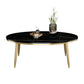 Modern Style Cocktail Table Rock Plate Top Metal Base Round Coffee Table