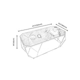 Modern Style Tempered Glass & Slate Bunching Table Metal Rectangular Coffee Table