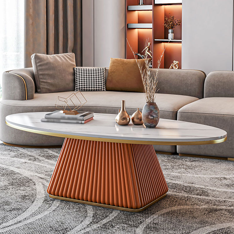 Base in metallo in metallo ovale in stile moderno su oro nero/platino/ardesia bianca